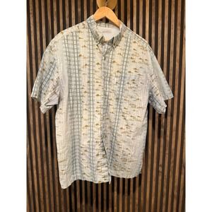 Columbia PFG‎ Performance Fishing Shirt Button Up Fish Print Short Sleeve